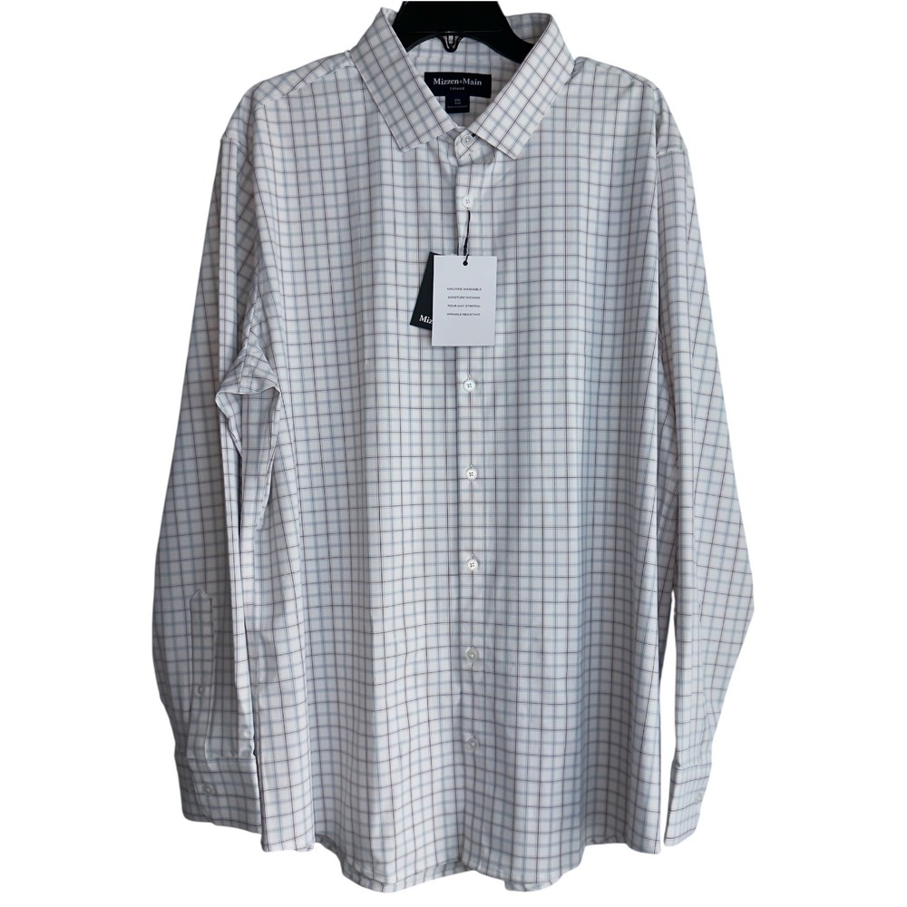 Mizzen + Main Mens 2XL Trim Leeward‎ Check Long Sleeve Dress Shirt NWT